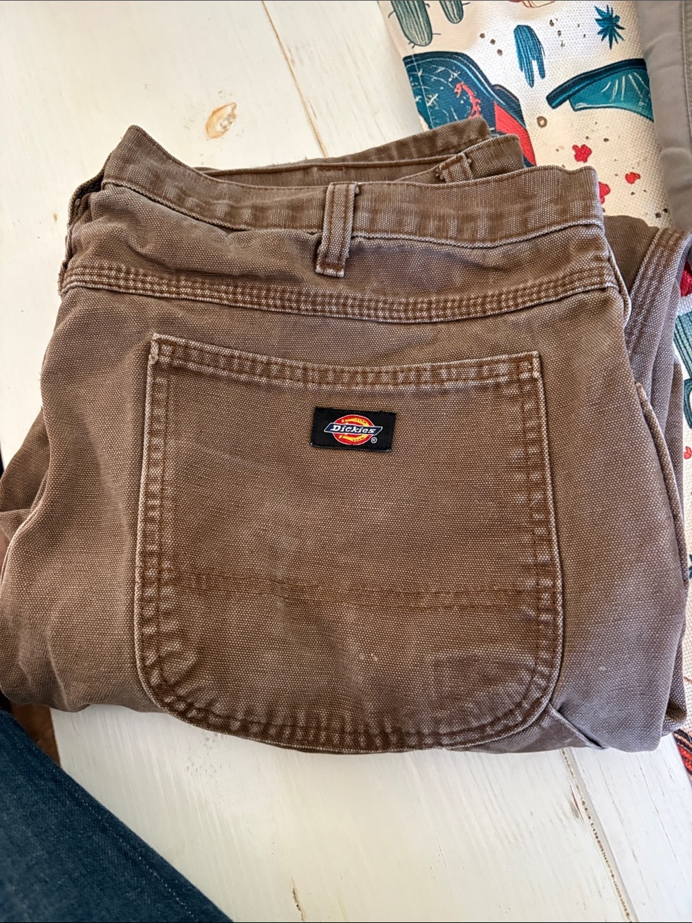 Dickies Brown Canvas Work Pants with Back Patch Pocket